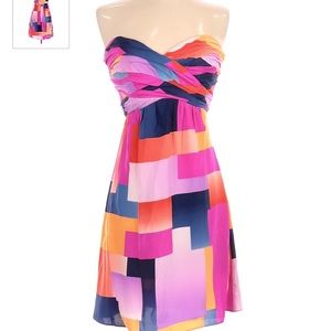 Alice & Trixie Multi Color Silk Strapless Dress XS